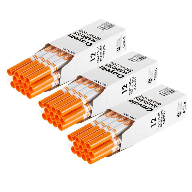 Bulk Markers, Conical Tip, Orange, 12 Per Pack, 3 Packs
