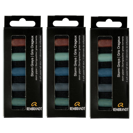 Soft Pastels Micro Sets, Storm Greys Per Set, 5 Half Sticks, 3 Sets