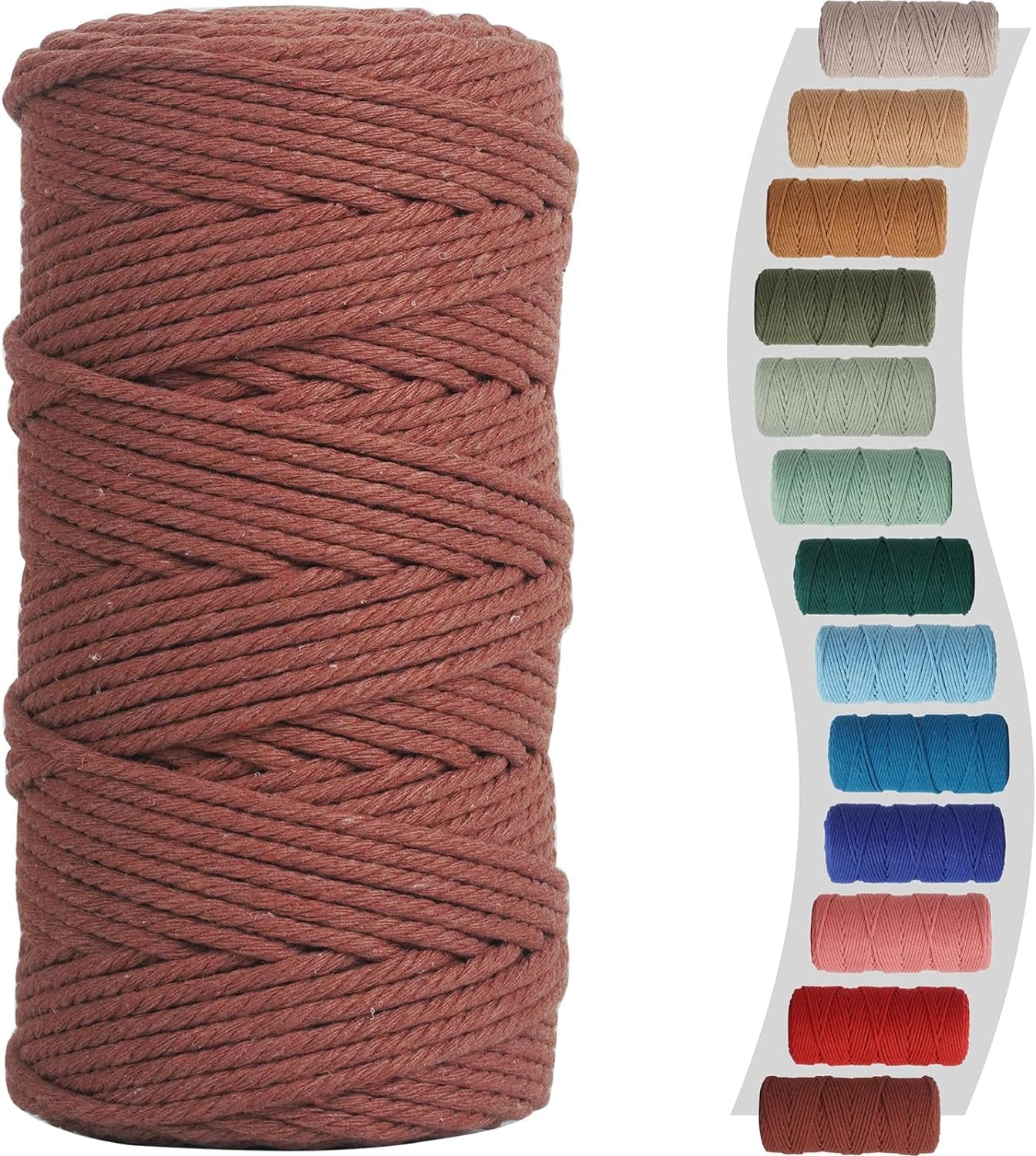 Sage Macrame Cord 3Mm X 220Yards, Colored Cotton Cord, Macrame Rope Macrame Yarn, Colorful Cotton Craft Cord for Macrame Plant Hangers, Macrame Wall Hanging, DIY Crafts