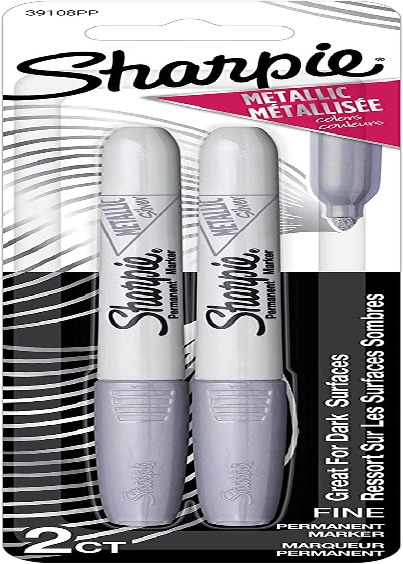 Metallic Permanent Markers, Fine Point, Silver, 2 Count