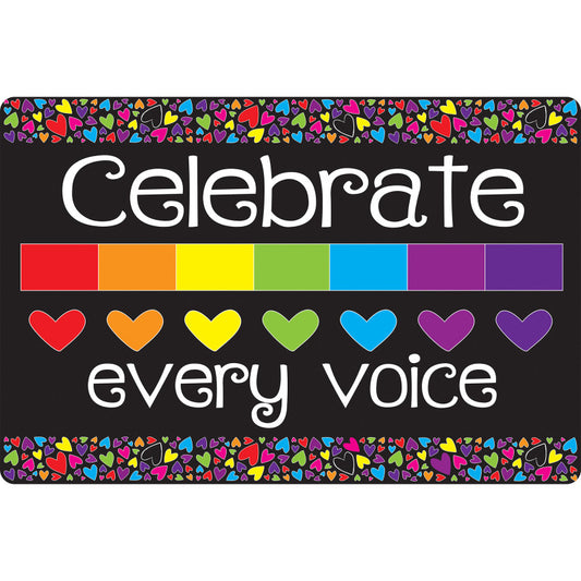 Welcome Mat with Slip Resistant Backing, 15.5" x 23.5", Celebrate Every Voice Mini Hearts