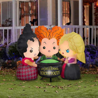 4.5 Ft Tall Airblown Inflatable Hocus Pocus Sanderson Sisters Scene Disney Halloween Decor