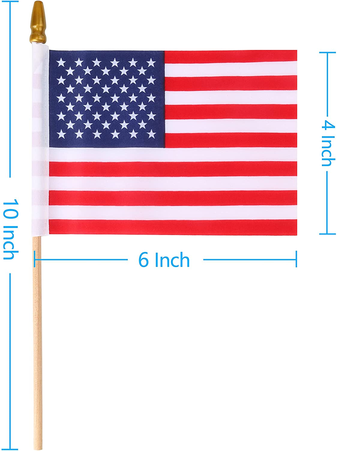 12 Pcs Small American Flags on Stick,4Th of July Outdoor Decor Small US Flags Mini American 4''X6'' Flag, Fourth of July American Flags for Outside,Mini Flags for outside Patriotic Holiday Yard Patio