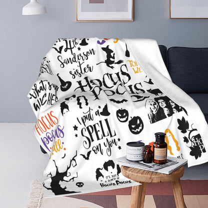 Halloween Witch Blanket Hocus Pocus Blanket Movie Characters Horror Flannel Throw Blankets for Home Decor Sofa Bed Living Room