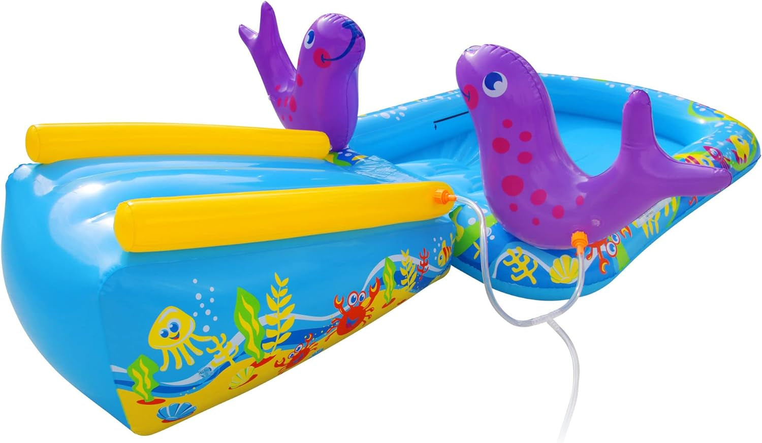 My First Water Slide and Splash Pool with Sprinkler, 98" X 59" X 24" Inflatable Outdoor Slide and Pool for Kids