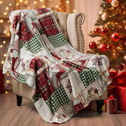 Printed Fleece Throw Blanket, No Shed No Pilling Ultra Soft Plush Cozy Xmas Prints Theme Home Décor Flannel Blanket for Bed, Sofa, Couch and Gift, 50" X 60", Rindeer