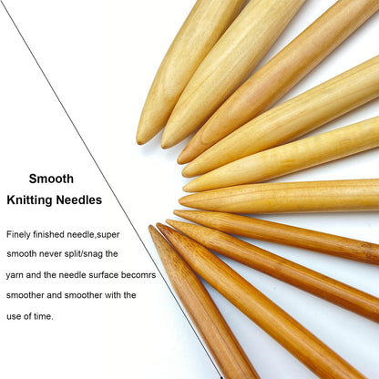 Bamboo Knitting Needle Straight Single Pointed 13.8-Inch Length Knitting Needles for Handmade DIY Knitting,Us Size 13(9Mm)