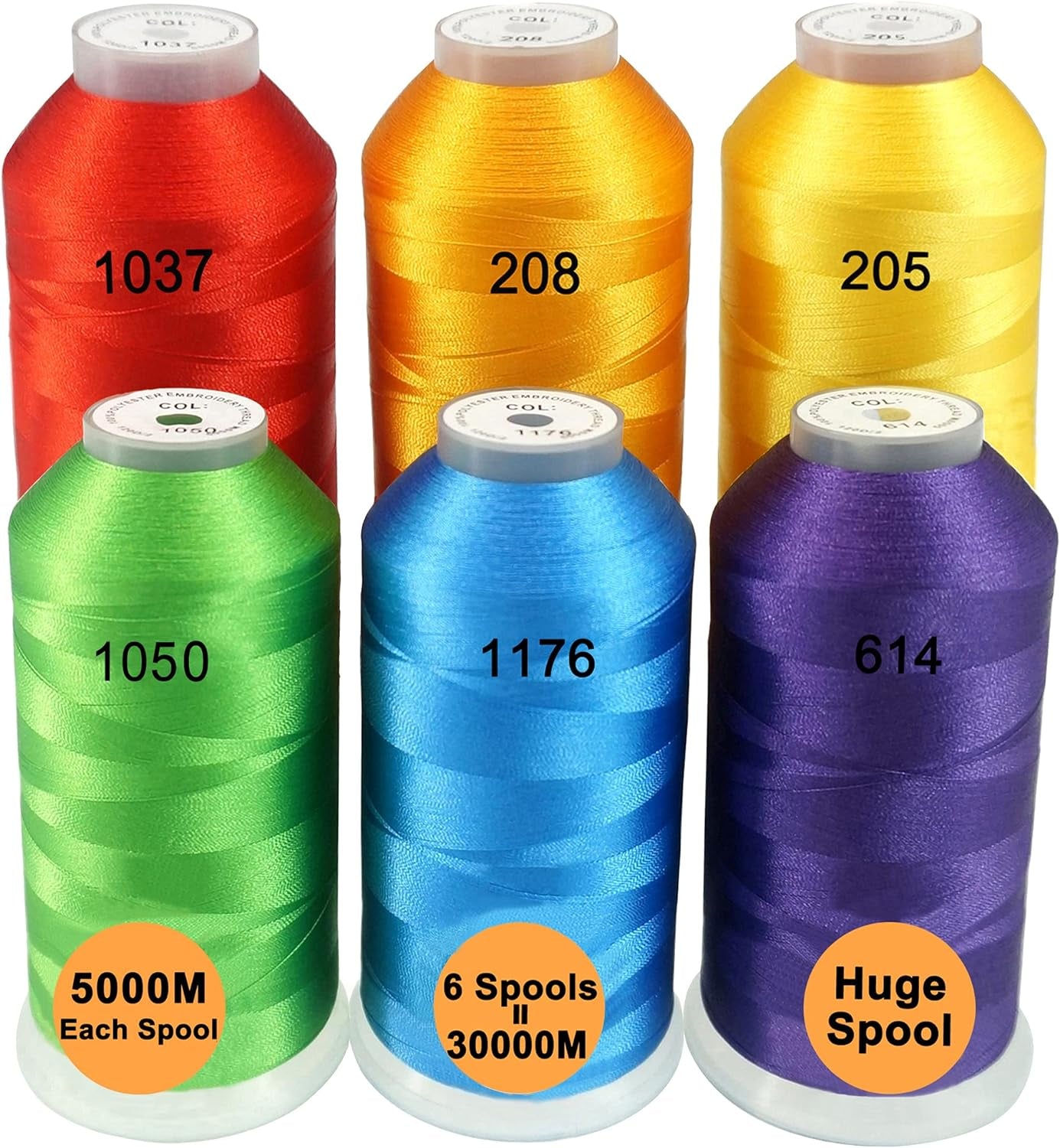 Polyester Embroidery Machine Thread Assorted Color Packs - 40 Options - 5000M Spool - for All Embroidery Machines