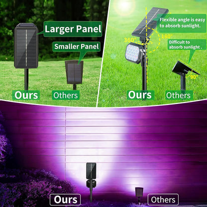 Solar Lights Outdoor Waterproof - Color Changing Solar Spot Lights Outside, Solar Powered Spotlight Landscape Lighting Halloween Spotlights for Tree Garden Yard Pathway Driveway House Christmas