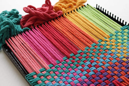 Friendly Loom 10" PRO Size Black Potholder Metal Loom Kit with Bright Rainbow Color Cotton Loops to Make 2 Potholders, Weaving Crafts for Kids & Adults MADE in the USA by