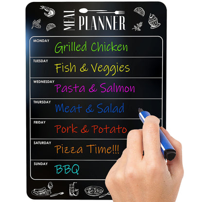 Dry Erase Magnetic Menu for Refrigerator A4 (8.5x12 inch)   Weekly Meal Planner
