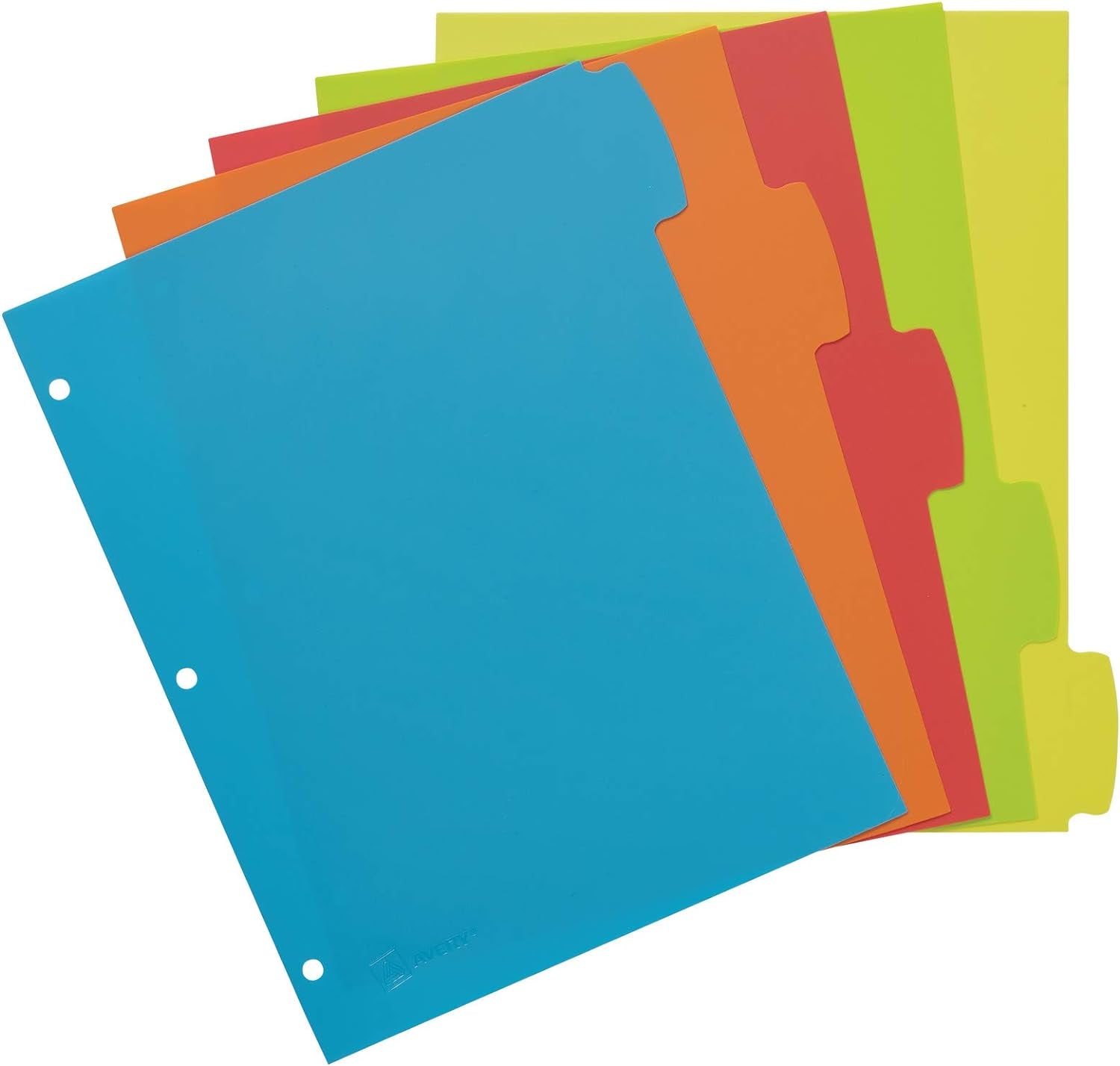 Big Tab Write & Erase Durable Plastic Dividers for 3 Ring Binders, 5-Tab Set, Bright Multicolor, 1 Set (16129)