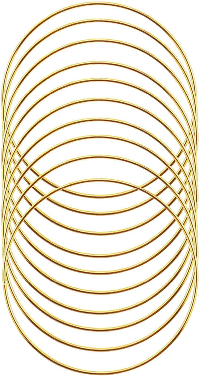 Macrame Hoops Ring for Dream Catcher Metal Crafts round Brass Plated (Silver,Pack of 10) (2 Inch, Silver)