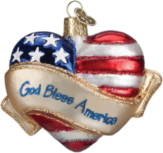 Ornaments God Bless America Heart Glass Blown Ornaments for Christmas Tree