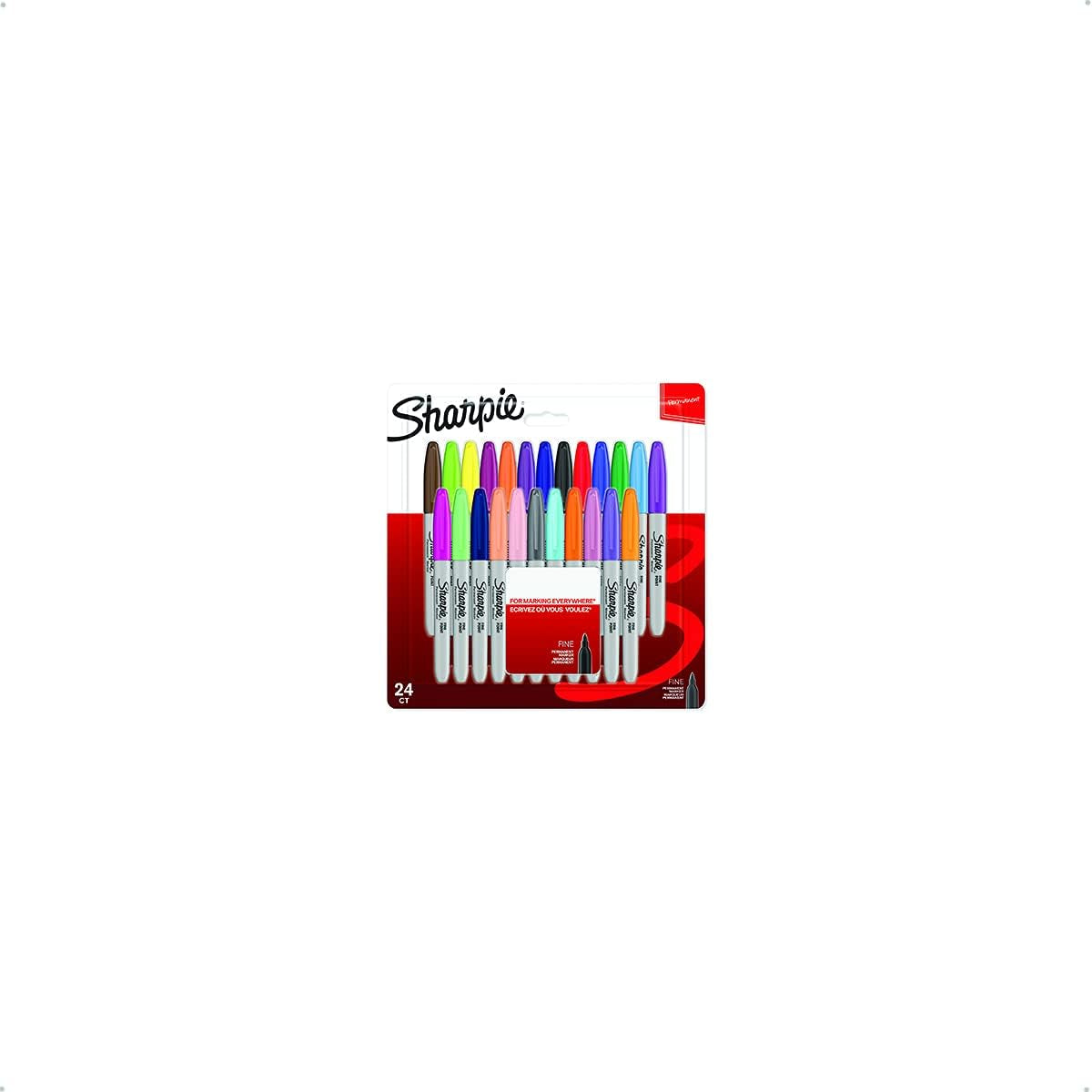 Permanent Markers, Fine Tip, Assorted Fun Colours, 24 Pack