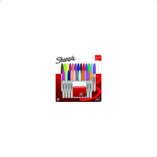 Permanent Markers, Fine Tip, Assorted Fun Colours, 24 Pack