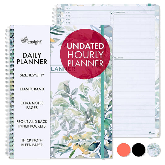 Undated Daily Planner 8.5 x 11 with 200  daily pages for Organization –  Spiral