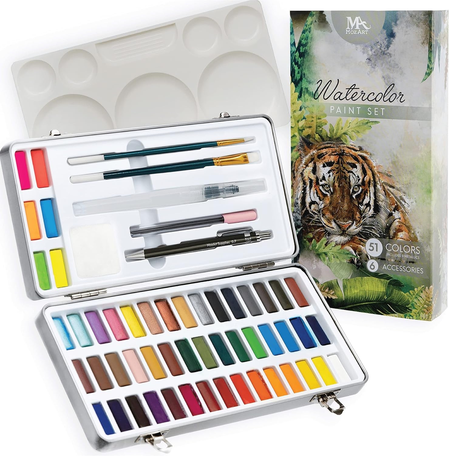 Watercolor Paint Essential Set - 24 Vibrant Colors - Lightweight and Portable - Perfect for Budding Hobbyists and Professional Artists - Water Colors Paint Adult Set with Paintbrush