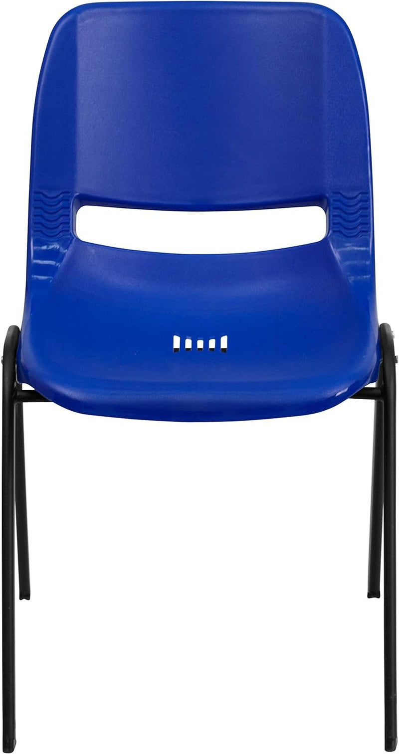 5 Pack HERCULES Series 440 Lb. Capacity Kid'S Navy Ergonomic Shell Stack Chair with Black Frame and 12" Seat Height