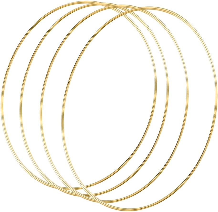 10 Pack 10 Inch Large Metal Floral Hoop Wreath Macrame Gold Hoop Rings for DIY Wedding Wreath Decor, Dream Catcher and Macrame Wall Hanging Crafts