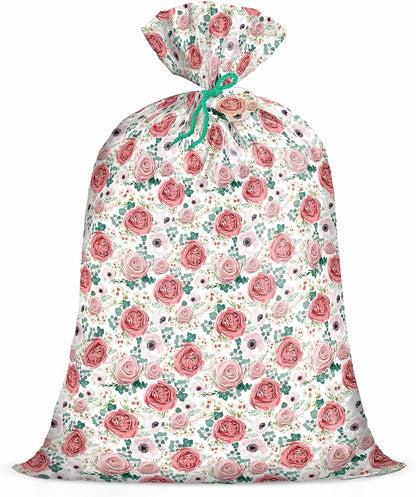 56" Large Plastic Gift Bag - Pink Floral Design for Birthdays, Mother'S Day, Wedding, Baby Shower, Parties, or Any Occasion - 56" H X 36" W