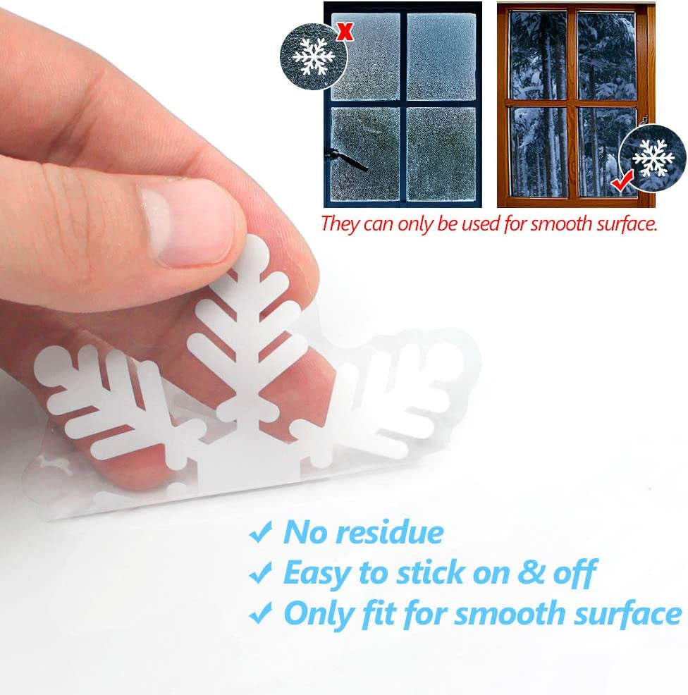 135Pcs Christmas Window Clings Snowflakes Window Decals Static Window Stickers for Christmas Decorations Window Décor Ornaments Xmas Party Supplies Thanksgiving Party Décor