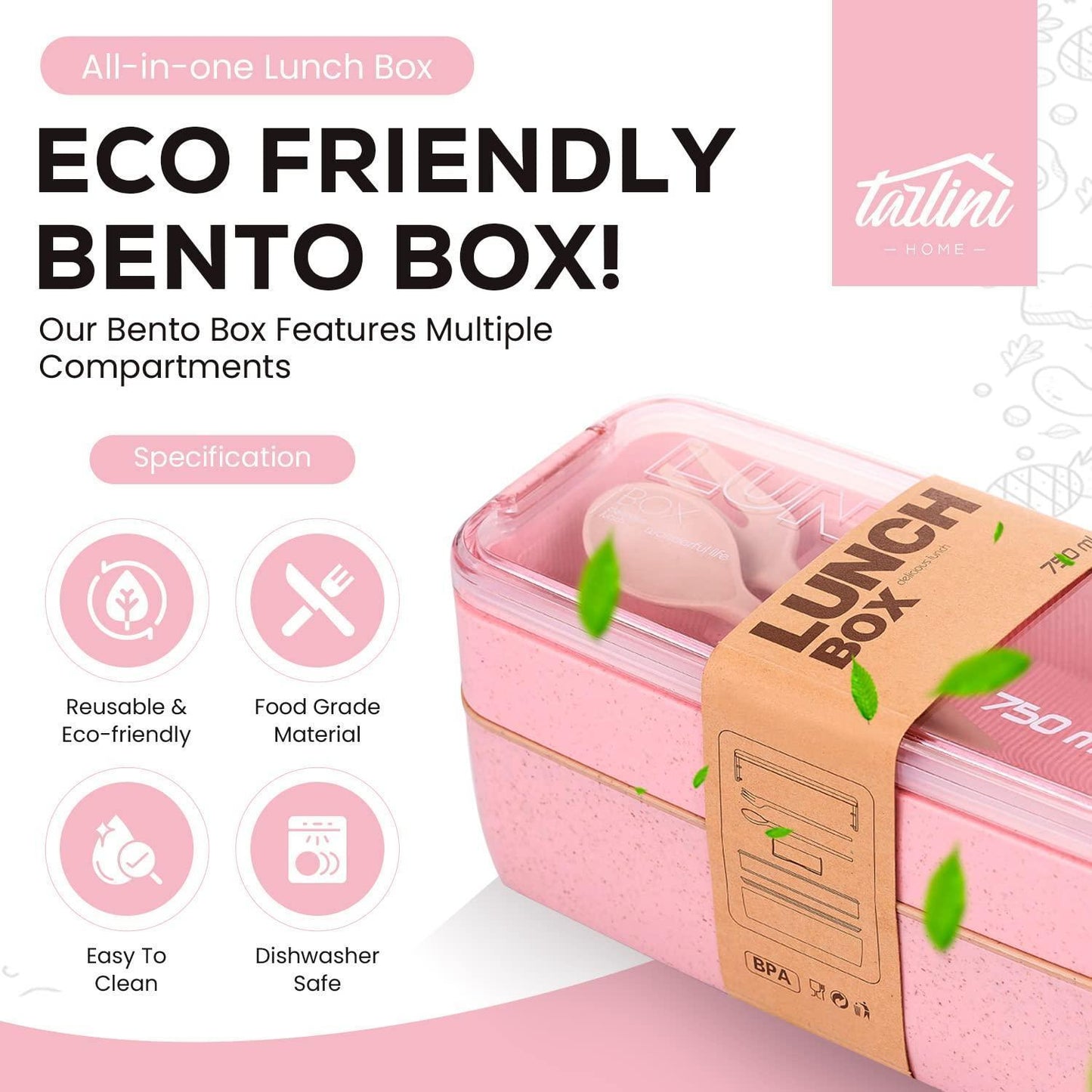 TARLINI  Stackable Bento Lunch Box for Adults   Bentgo Inspired Design