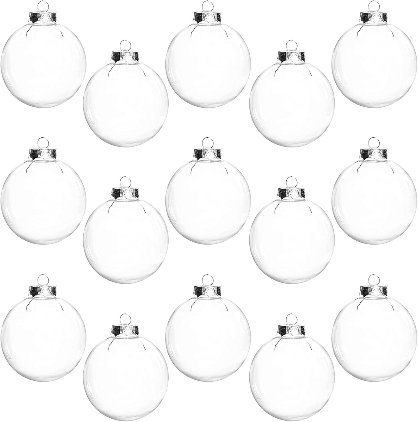 15 Pcs DIY Clear Plastic Fillable Balls Ornament, 2.36Inch Transparent Ornaments Shatterproof Christmas Balls for Christmas, Halloween, Birthday, Wedding Decor, DIY Crafts Decorations (60 Mm)