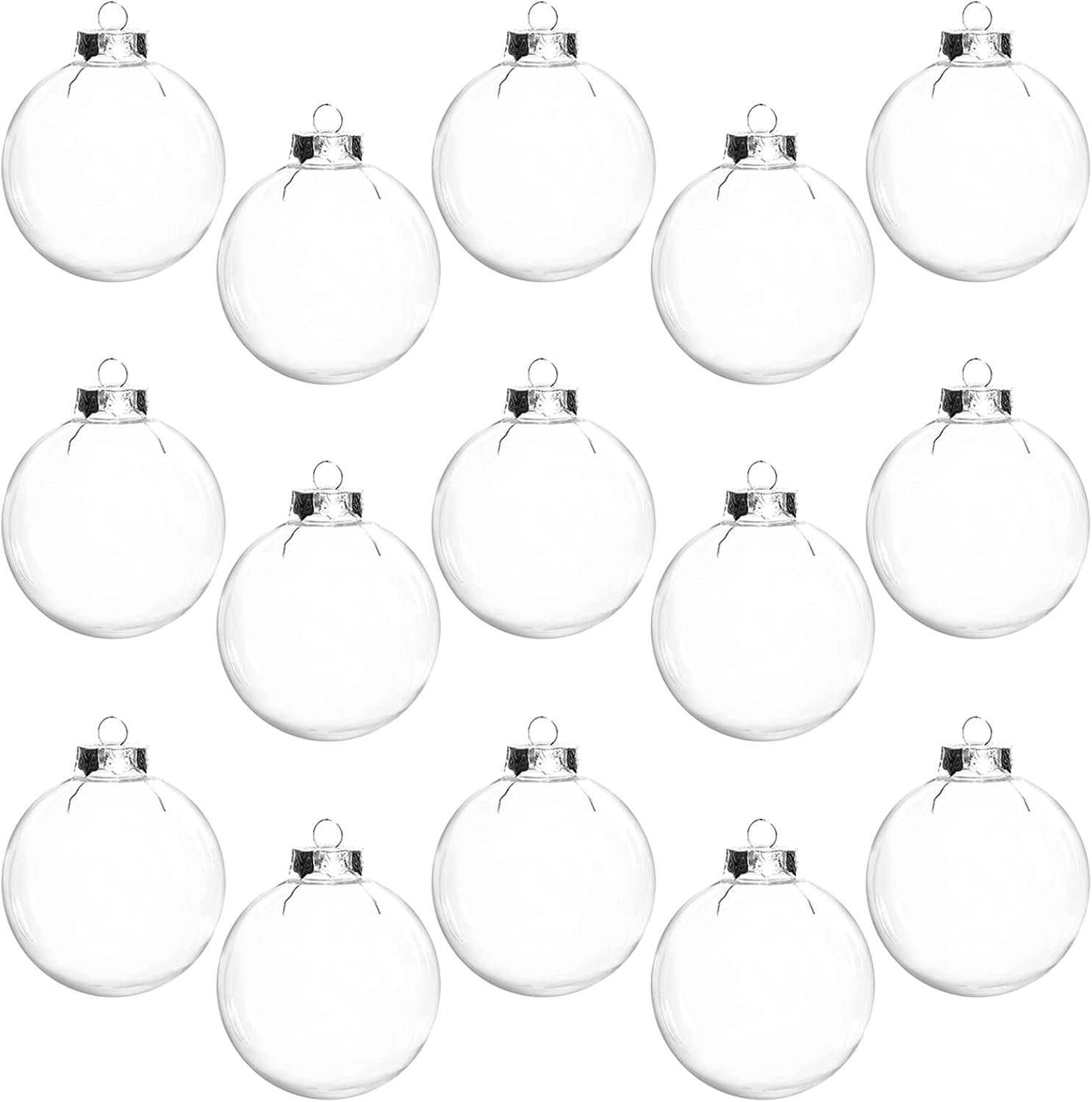 15 Pcs DIY Clear Plastic Fillable Balls Ornament, 2.36Inch Transparent Ornaments Shatterproof Christmas Balls for Christmas, Halloween, Birthday, Wedding Decor, DIY Crafts Decorations (60 Mm)