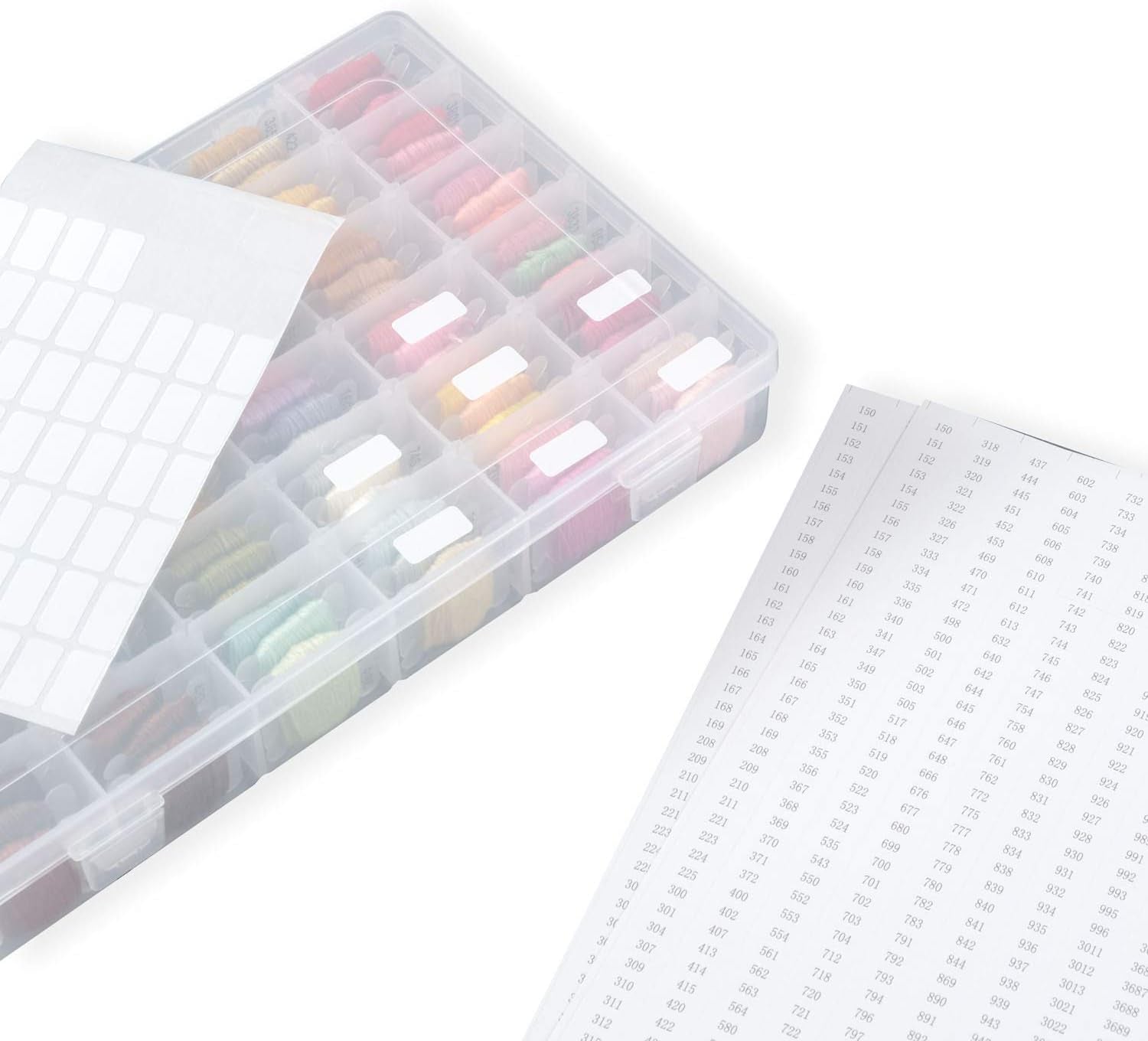 120 Pieces Plastic Floss Bobbins with 36 Grids Embroidery Floss Cross Stitch Organizer Box, White