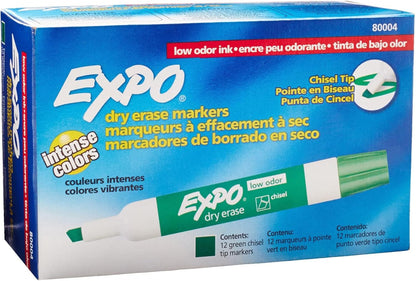 Low Odor Dry Erase Markers, Chisel Tip, Black, 12 Count