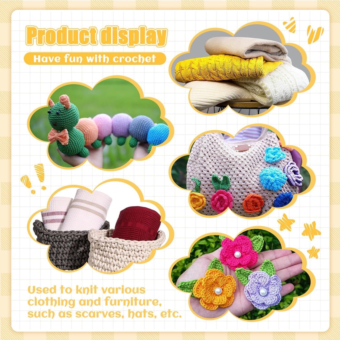 54 Pcs Crochet Needles Set, Crochet Hooks Kit with Storage Case, Ergonomic Knitting Needles Blunt Needles Stitch Marker DIY Hand Knitting Craft Art Tools for Beginners