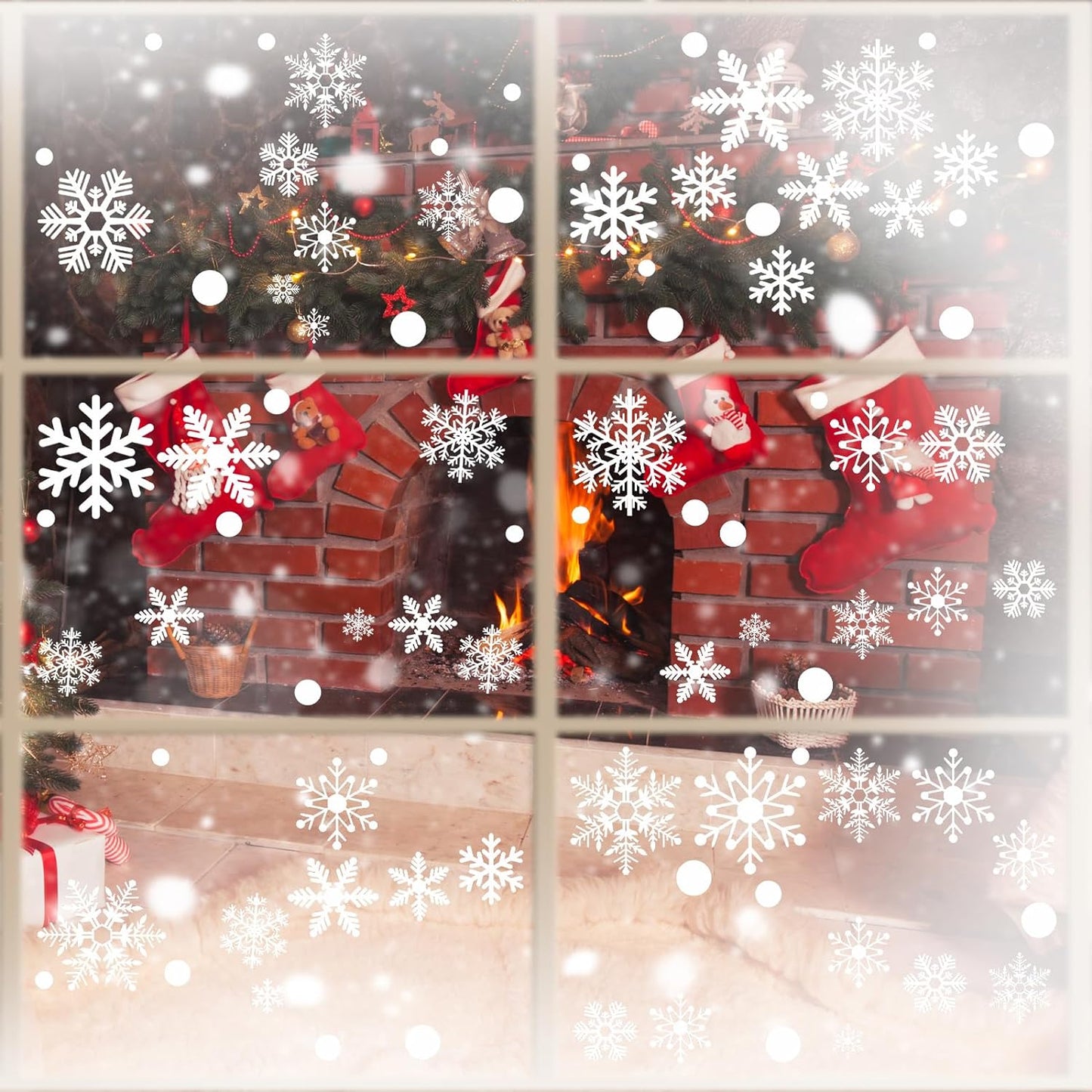 321PCS Snowflake Window Clings for Glass Windows, 9 Sheets Christmas Window Clings for Glass Windows, Winter Window Clings, Xmas Window Clings, Christmas Decorations for Office Clearance Indoor