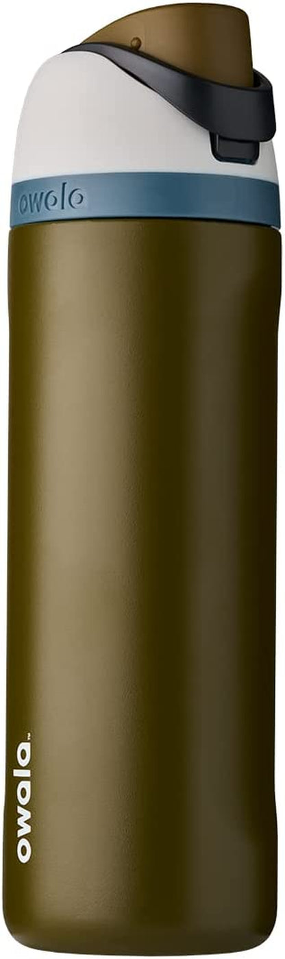 Freesip Insulated Stainless Steel Water Bottle with Straw for Sports and Travel, Bpa-Free, 24-Oz, Orchid/Orange (Tropical)