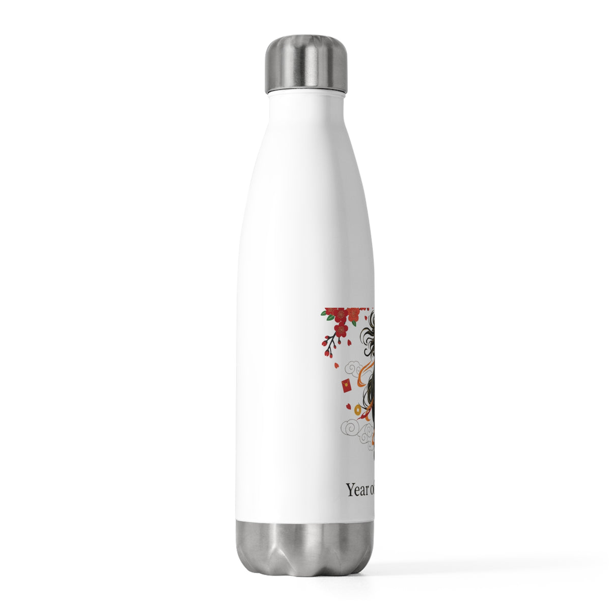 Fire Horse Leaping Cherry Blossoms | 20oz Insulated Tumbler Bottle, Travel & Daily Use | Lunar New Year Gift for Family & Friends | Paper Cut Style