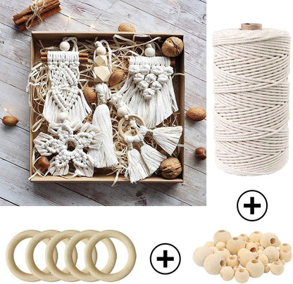 152Pcs Macrame Kits for Beginners 3Mm X 220Yards Natural Cotton Macrame Cord with Wooden Beads,Wooden Rings,Wooden Sticks,Metal Rings Macrame Supplies Best for Macrame Plant Hanger