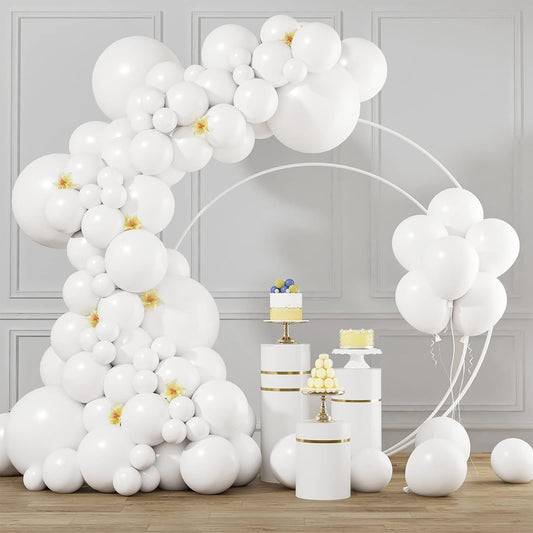 White Balloons Different Sizes 105Pcs 5/10/12/18 Inch for Garland Arch, Party Latex Balloons for Happy New Year Decorations 2024 Birthday Party Wedding Anniversary Baby Shower Party Decoration