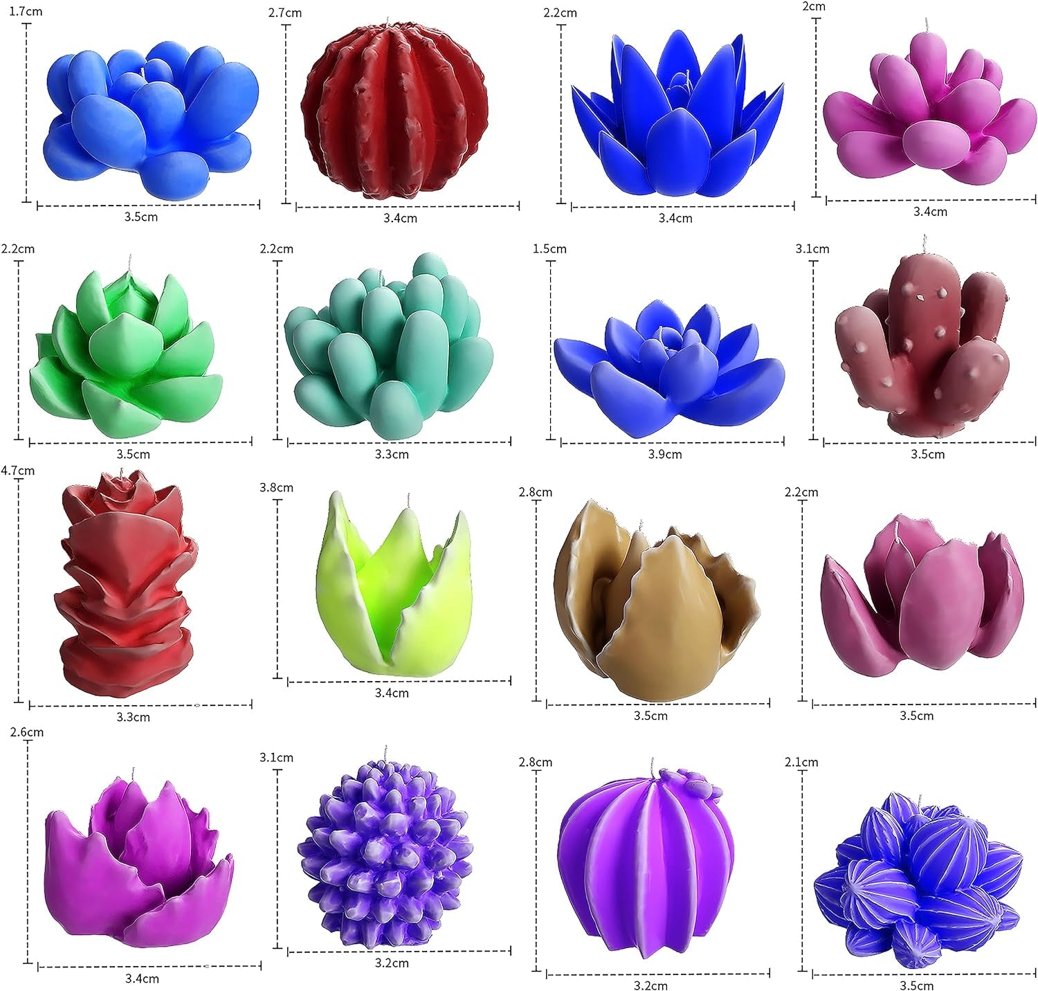 34 Pcs Succulent Candle Mold Succulent Mold Succulent Resin Mold Clay Mold Jewelry Resin Casting Mold Candle Making Molds Craft Supplies 3D Mold Silicone Mold for Resin Casting Mold