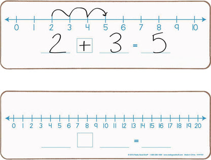 Number Line Dry Erase Boards – Two-Sided Boards Feature 0-10 Number Line on One Side, 0-20 on the Other, Write and Wipe, 12”X4” (Set of 6), Number Line for Students