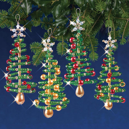 Beaded Ornament KIT, Christmas Tree Makes 4