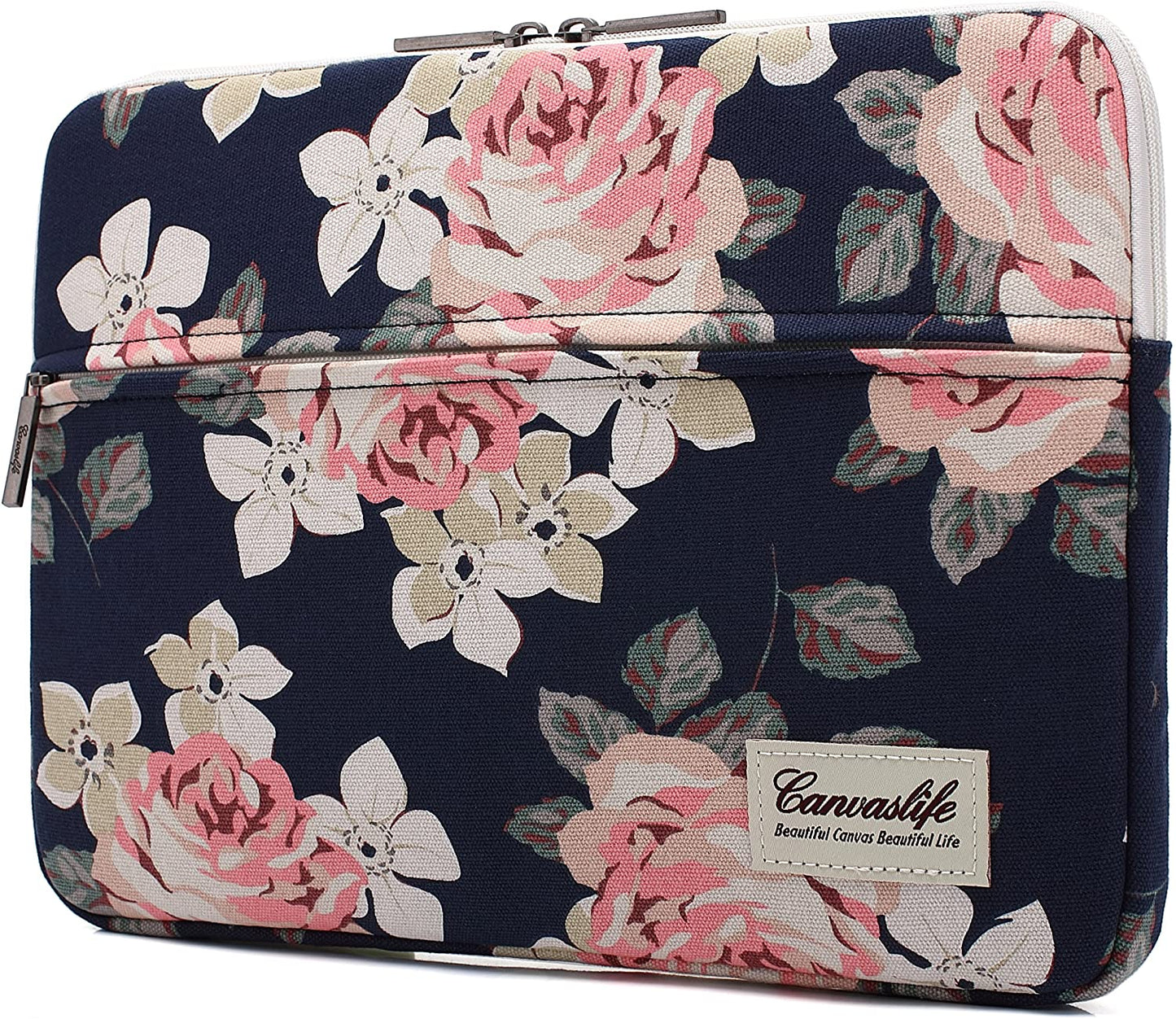 Garden Rose Waterproof Pattern 13 Inch Canvas Laptop Sleeve with Pocket 13 Inch 13.3 Inch Laptop 13 Case13 Sleeve