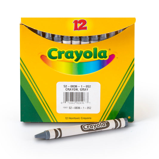 Bulk Crayons, Regular Size, Gray, 12 Count