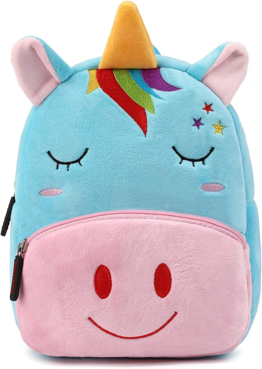 Toddler Backpack for Boys and Girls, Cute Soft Plush Animal Cartoon Mini Backpack Little for Kids 2-6 Years (Unicorn Rainbow-H)