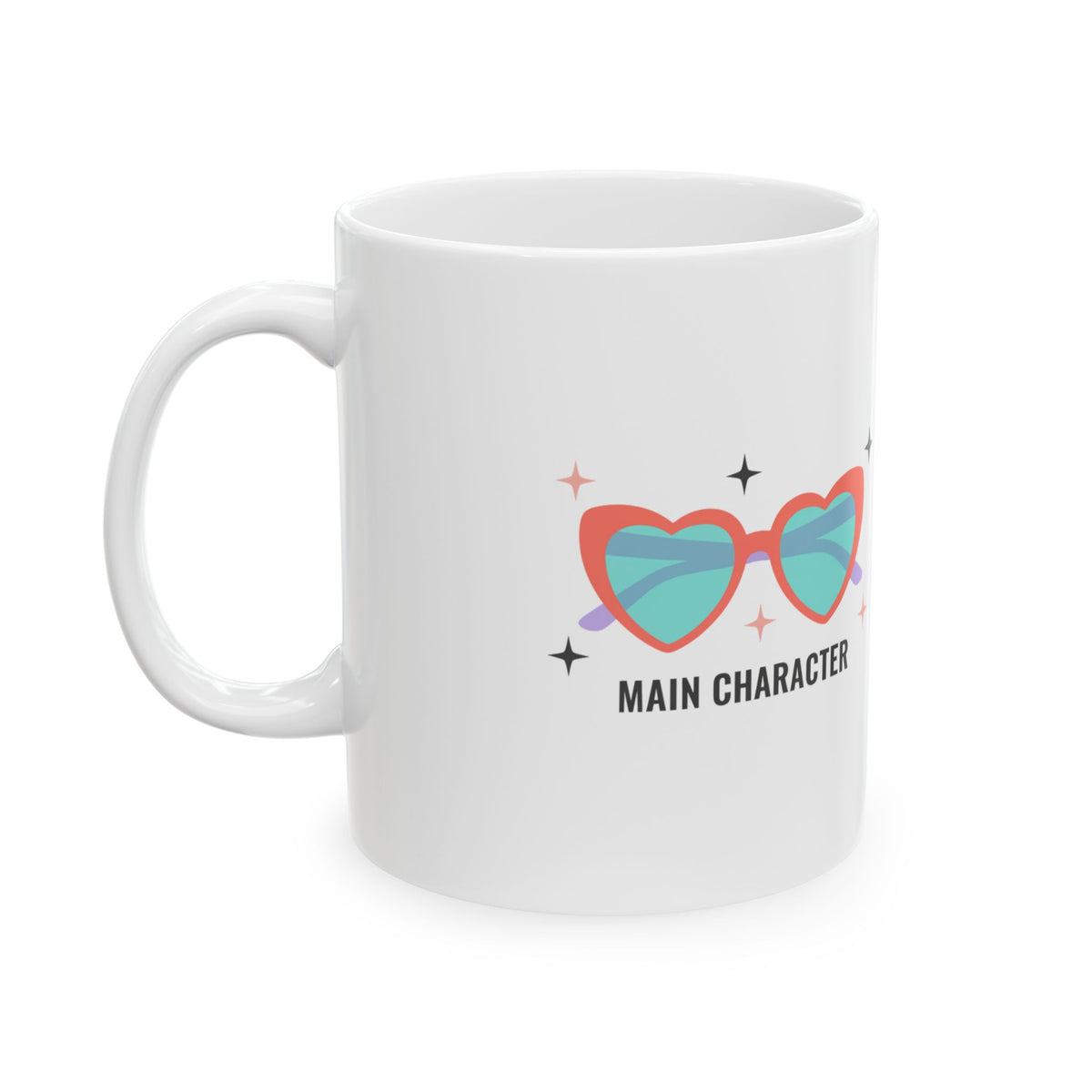 Y2K Heart-Shaped Sunglasses | 11oz Ceramic Coffee Mug, Trendy Valentine Aesthetic | Galentine’s & Bestie Gift | Pink Gradient Vibes
