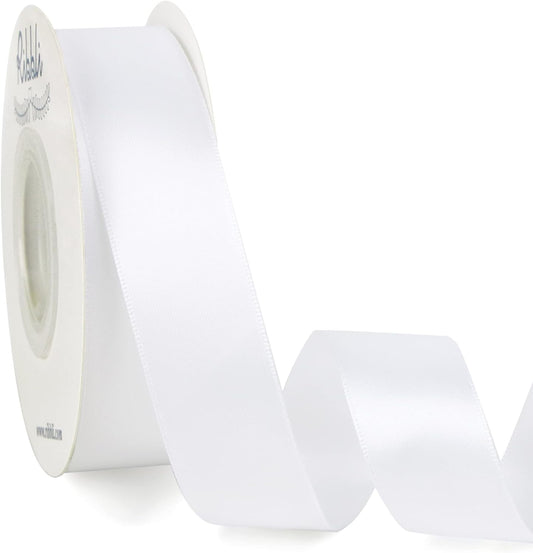 Double Faced White Satin Ribbon,1” X Continuous 25 Yards,Use for Bows Bouquet,Gift Wrapping,Floral Arrangement