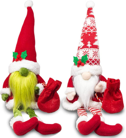 Christmas Decor, Christmas Gnomes Plush 2PCS Christmas Decorations for Home Holiday Party Gifts Christmas Elf Santa Gnome Ornaments Christmas Tiered Tray Decor