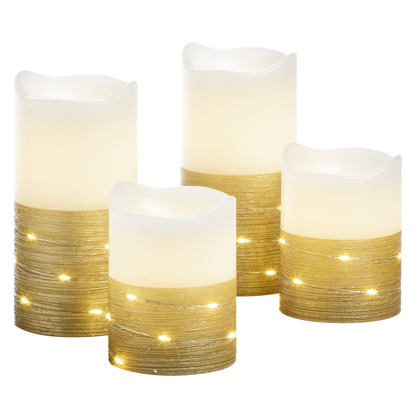 My Home Flameless LED Wax Pillar Candles with Fairy Lights and Timer