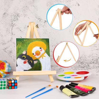 6 Pack 9 Inch Wood Easels, Easel Stand for Painting Canvases, Art, and Crafts., Tripod, Painting Party Easel, Kids Student Tabletop Easels for Painting, Portable Canvas Photo Picture Sign Holder