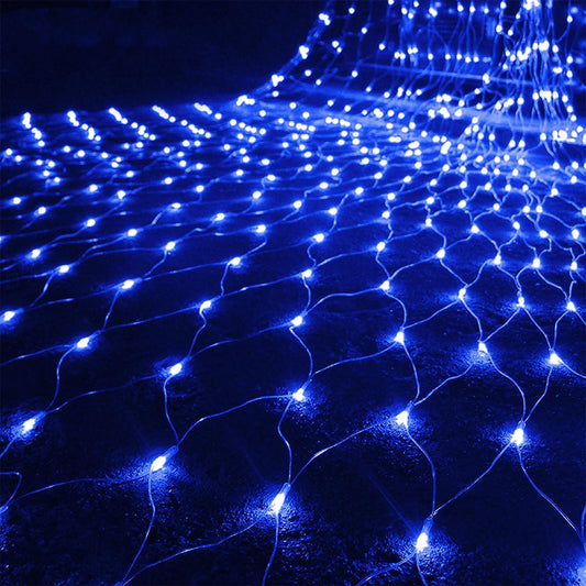 Outdoor Christmas Net Lights, 12FT X 5FT 360 LED Mesh String Light with 8 Lighting Modes, Connectable Waterproof Lights for Garden Tree Bushes, Holiday Wedding Party Decorations, Blue