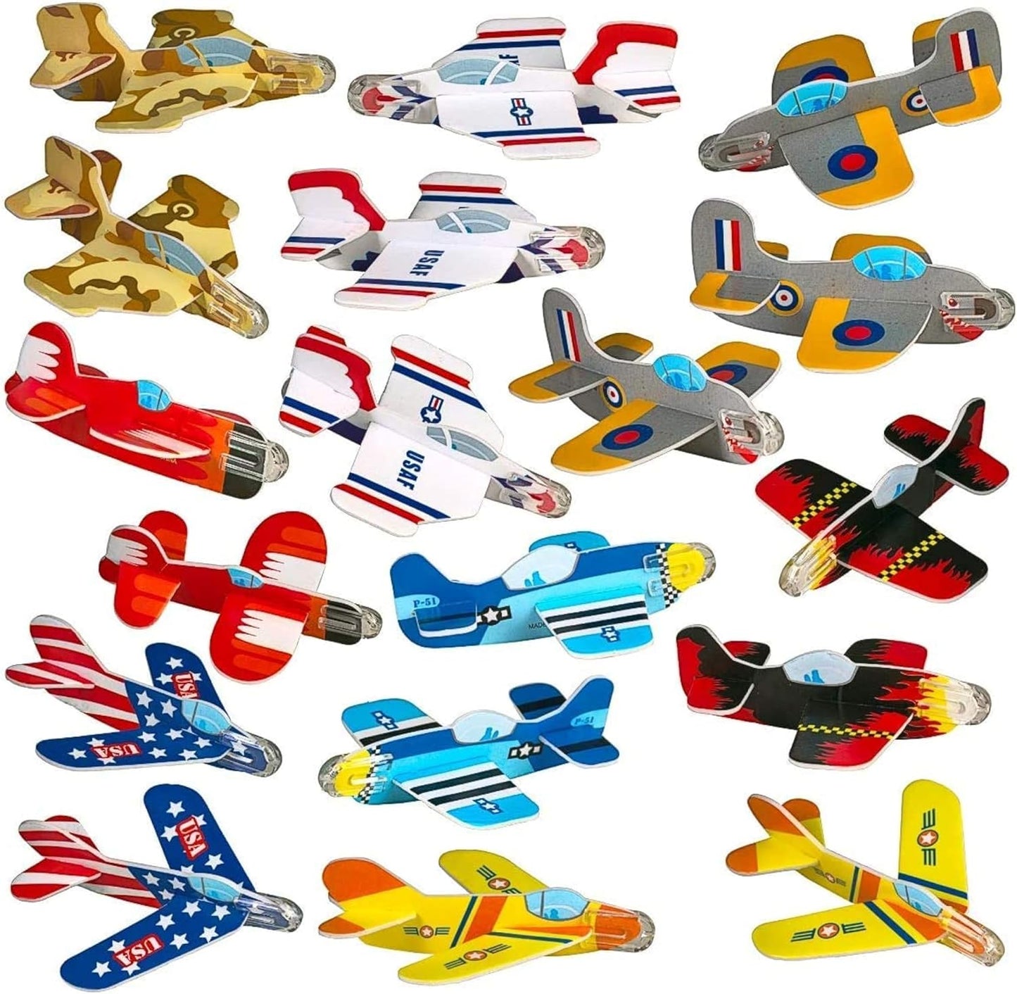Bulk Pack of 72 Airplane Gliders Party Favors for Kids - Party Pack Individually Wrapped Flying Paper Planes – Assorted Designs - for Rewards and Prizes, Pinata Fillers, Carnival Prizes